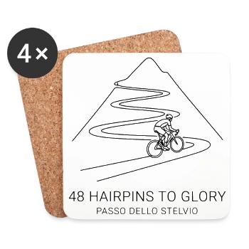 Stelvio Pass Minimalist Bike Art - Coasters (set of 4) - white - Front