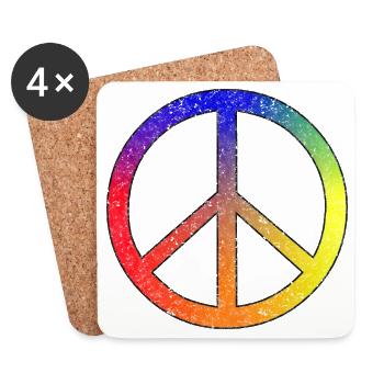 Frieden in Regenbogenfarben - Untersetzer (4er-Set) - Weiß - Vorne
