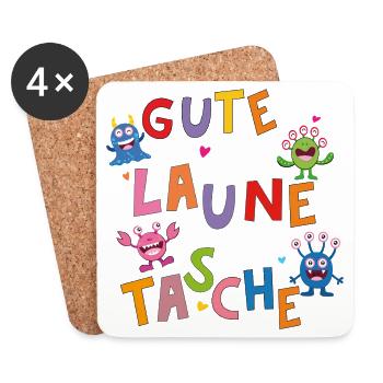 Gute Laune Monster Tasche - Untersetzer (4er-Set) - Weiß - Vorne