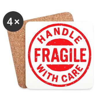 Fragile Handle with Care Versandetikett - Untersetzer (4er-Set) - Weiß - Vorne
