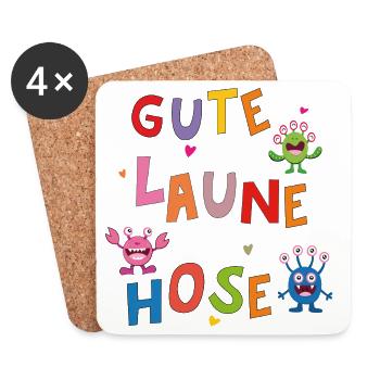 Gute Laune Hose  - Untersetzer (4er-Set) - Weiß - Vorne