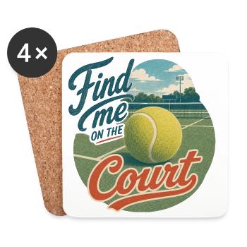 Find Me on the Court Retro Tennis - Untersetzer (4er-Set) - Weiß - Vorne