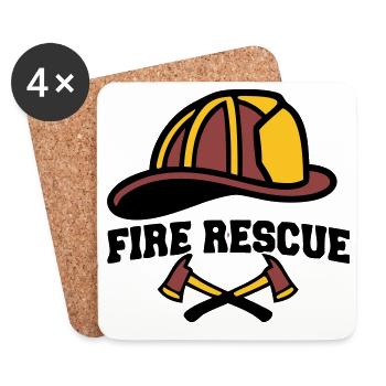 Feuerwehrhelm Wappen Logo - Untersetzer (4er-Set) - Weiß - Vorne
