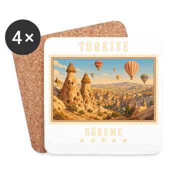 Türkiye Göreme Vintage Reisemarke - Untersetzer (4er-Set) - Weiß - Vorne