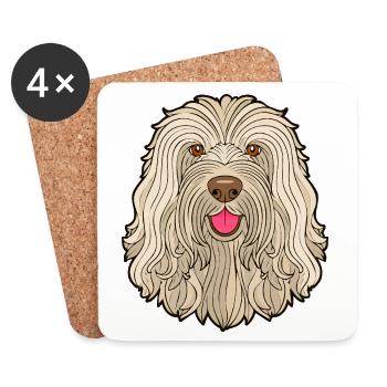 Komondor-Hund (Comic-Porträt) - Untersetzer (4er-Set) - Weiß - Vorne