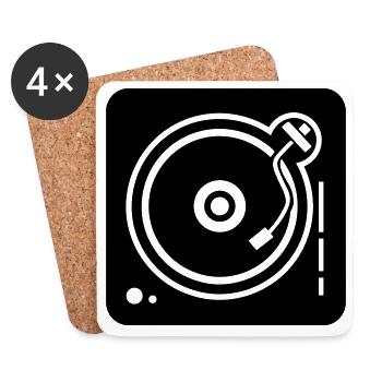 DJ-Plattenspieler - Untersetzer (4er-Set) - Weiß - Vorne
