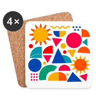 Geometrische Farbexplosion: Sonnige Formen - Untersetzer (4er-Set) - Weiß - Vorne