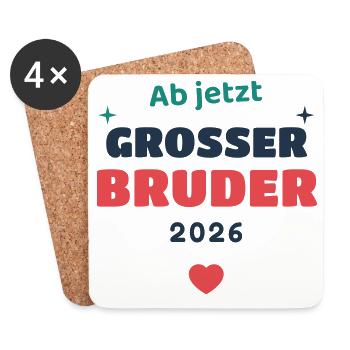Einschulung 2026 Bruder - Schulkind Geschenk Schul - Untersetzer (4er-Set) - Weiß - Vorne
