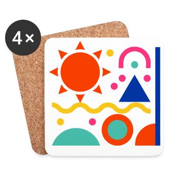 Bunte Formen - Untersetzer (4er-Set) - Weiß - Vorne