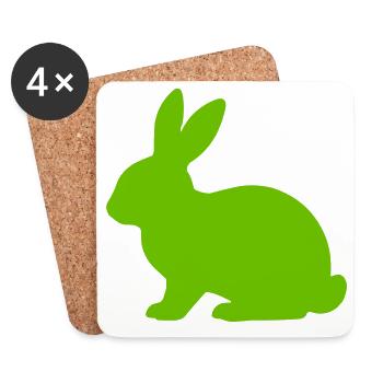 Heller Hase Silhouette - Untersetzer (4er-Set) - Weiß - Vorne