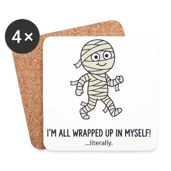 Wrapped Mummy: Ganz eingepackt - Untersetzer (4er-Set) - Weiß - Vorne