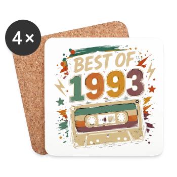 Vintage-Geburtstagsgeschenkkassette von 1993 - Untersetzer (4er-Set) - Weiß - Vorne