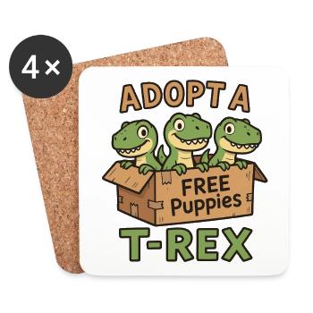 Lustiges T-Rex Welpen Dinosaurier Comic Design - Untersetzer (4er-Set) - Weiß - Vorne