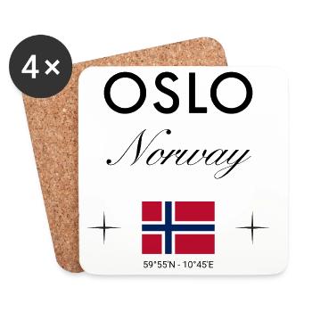Oslo Norwegen Koordinaten Reise Souvenir - Untersetzer (4er-Set) - Weiß - Vorne