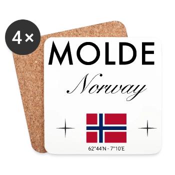 Molde Norwegen Koordinaten Reise Souvenir - Untersetzer (4er-Set) - Weiß - Vorne