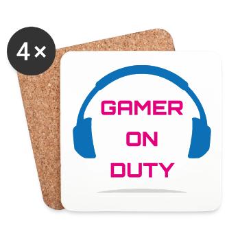 Gamer On Duty Videospiel - Untersetzer (4er-Set) - Weiß - Vorne