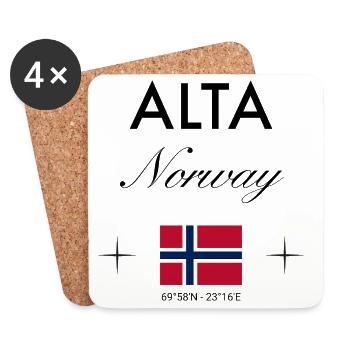 Alta Norwegen Koordinaten Reise Souvenir - Untersetzer (4er-Set) - Weiß - Vorne