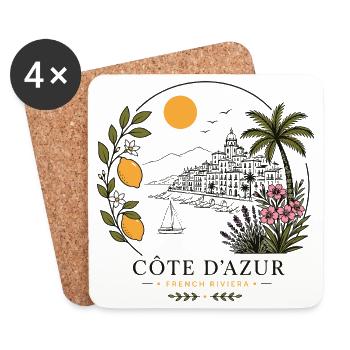Côte d’Azur Küstenpanorama - Untersetzer (4er-Set) - Weiß - Vorne