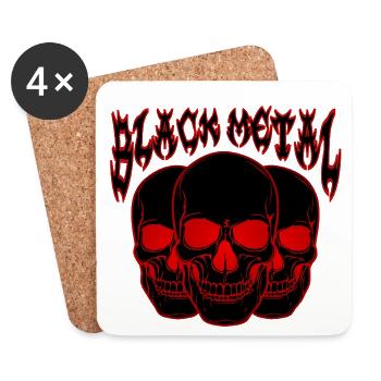 Dreifacher Totenkopf Gothic - Untersetzer (4er-Set) - Weiß - Vorne