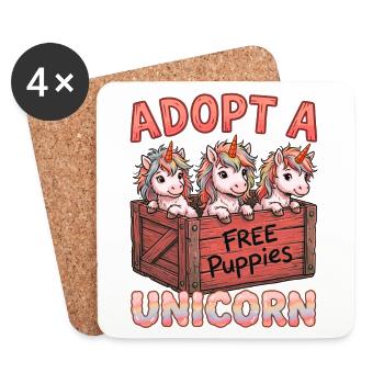 Adopt A Unicorn – Lustiges Einhorn Design - Untersetzer (4er-Set) - Weiß - Vorne