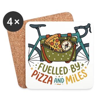 Angetrieben von Pizza und Miles Bikepacking - Untersetzer (4er-Set) - Weiß - Vorne