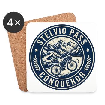Stelvio Pass Conqueror Retro-Abzeichen - Untersetzer (4er-Set) - Weiß - Vorne