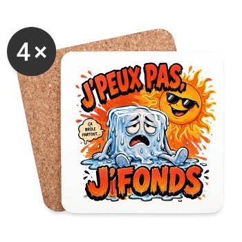 J'peux pas j'fonds – dessin humoristique - Chaud - Dessous de verre (lot de 4) - blanc - Devant