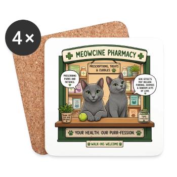 Meowcine Pharmacy Niedliche russische Blaukatzen - Untersetzer (4er-Set) - Weiß - Vorne