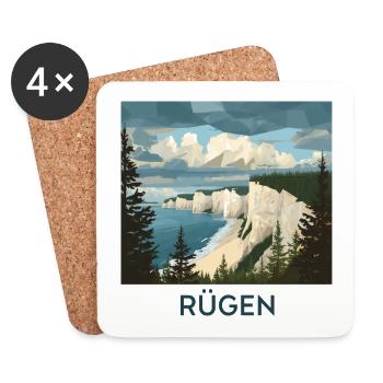 Rügen Kreidefelsen | Vintage Ostsee Poster - Untersetzer (4er-Set) - Weiß - Vorne