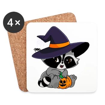Snuggles der Waschbär im Halloweenkostüm. - Untersetzer (4er-Set) - Weiß - Vorne