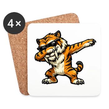 Dabbing Säbelzahntiger - Untersetzer (4er-Set) - Weiß - Vorne