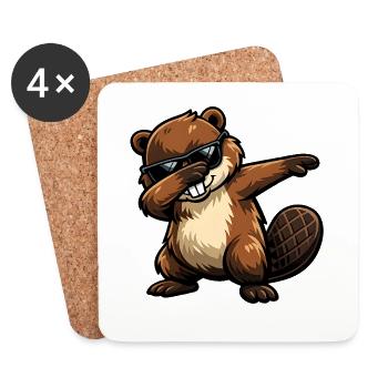 Dabbing Biber - Untersetzer (4er-Set) - Weiß - Vorne