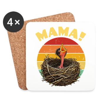 Mama Hatch Nest Retro Sonnenuntergang - Untersetzer (4er-Set) - Weiß - Vorne
