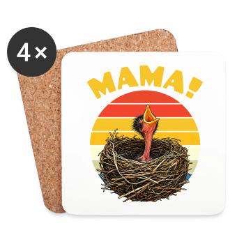 Mama Hungry Baby Bird - Untersetzer (4er-Set) - Weiß - Vorne