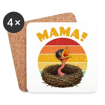 Mama Hungry Baby Bird - Untersetzer (4er-Set) - Weiß - Vorne