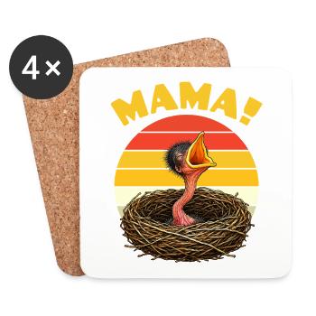 Mama Hungry Baby Bird - Untersetzer (4er-Set) - Weiß - Vorne