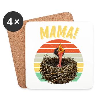 Mama Hungry Baby Bird - Untersetzer (4er-Set) - Weiß - Vorne