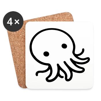 Liegender Oktopus One Line Meeresmotiv - Untersetzer (4er-Set) - Weiß - Vorne