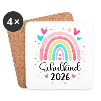 Schulkind Regenbogen 2026 - Untersetzer (4er-Set) - Weiß - Vorne