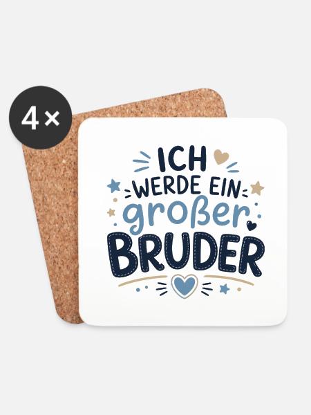 Ich werde ein großer Bruder - Untersetzer (4er-Set) - Weiß