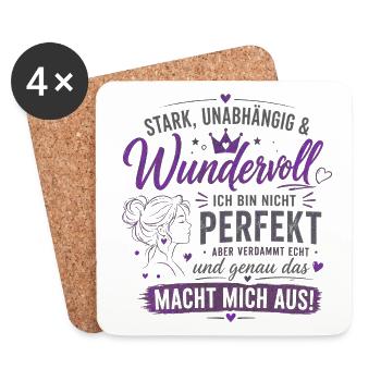 Stark unabhängig Wunderbar Zitat - Untersetzer (4er-Set) - Weiß - Vorne