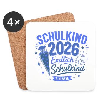 Schulbeginn 2026 Erstklasse - Untersetzer (4er-Set) - Weiß - Vorne