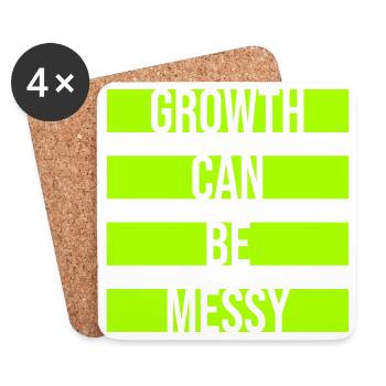 Growth Can Be Messy Persönlich Wachstum Zitat Logo - Untersetzer (4er-Set) - Weiß - Vorne