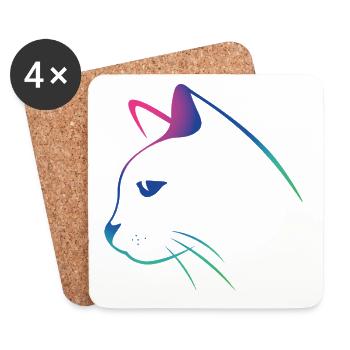 Cat-Line-Zeichnungsgradient - Untersetzer (4er-Set) - Weiß - Vorne