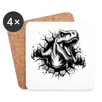 Tyrant Rex Durchbruch - Untersetzer (4er-Set) - Weiß - Vorne