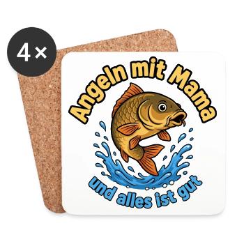 Angeln mit Mama Motiv – Alles ist gut - Untersetzer (4er-Set) - Weiß - Vorne