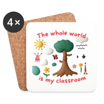 The whole world is my classroom - Coasters (set of 4) - white - Front