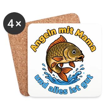 Angeln mit Mama – Alles ist gut - Untersetzer (4er-Set) - Weiß - Vorne
