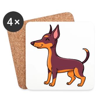 Kleiner Pinscher (Comic) - Untersetzer (4er-Set) - Weiß - Vorne