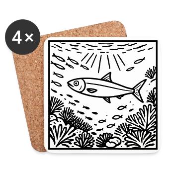 Sardine im Meer - Untersetzer (4er-Set) - Weiß - Vorne